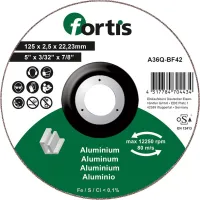Disc de debitat pentru aluminiu, nemetale, 125x2,5mm, curbat, FORTIS