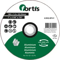 Disc de debitat pentru aluminiu, nemetale, 180x1,6mm, drept, FORTIS