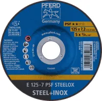 Disc de polizat PSF STEELOX pentru otel si otel inoxidabil, 125x7mm, curbat, PFERD